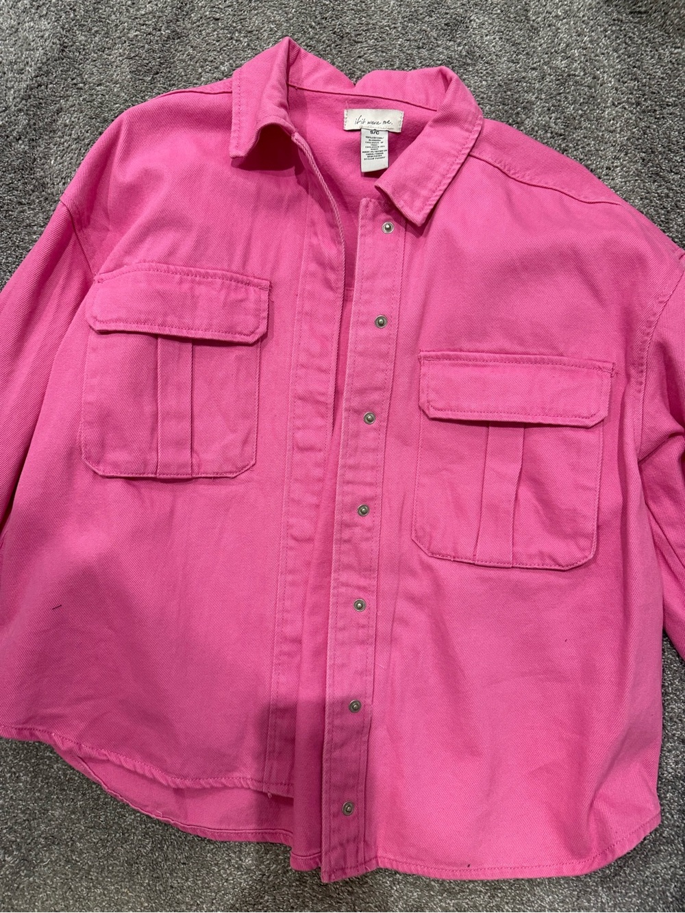 if it were me Hot Pink Snap-Front Shirt Jacket